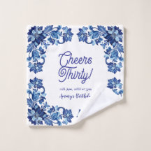 Tcheers trente ans royal bleu floral bordure na