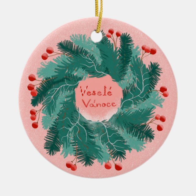 Tchèque Joyeux Noël couronne Ornement (Devant)