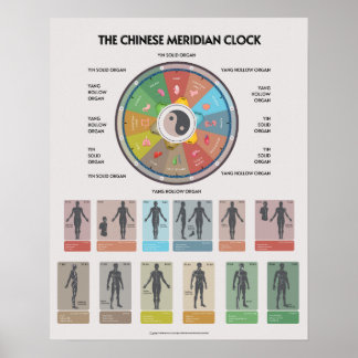 TCM-Meridian-Organuhr-Poster, Chinesische Medizin Poster