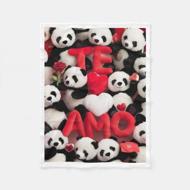 Te Amo Panda Bären Decke (Vorderseite)
