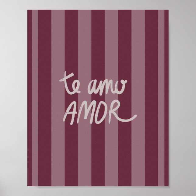 Te Amo Poster bordeauxrosa (Vorne)