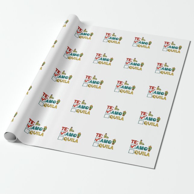 Te Amo Tequila Cinco De Mayo Funny Geschenkpapier (Ungerollt)