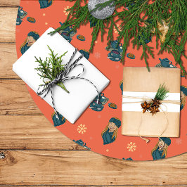 Té con galletas, chica en invierno, copos de nieve polyester weihnachtsbaumdecke
