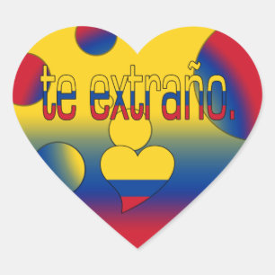 Te Extraño! Kolumbien-Flagge färbt Pop-Kunst Herz-Aufkleber