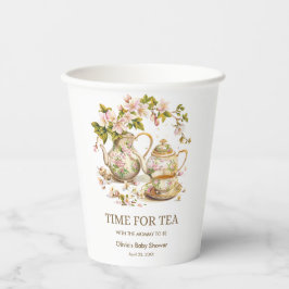 Tea-Baby-Dusche mit floraler Teekanne Pappbecher