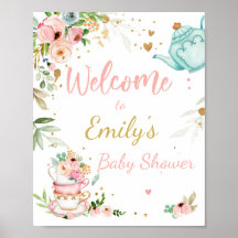 Tea Baby Shower Baby Brauen Begrüßungszeichen