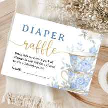 Tea-Baby-Shower Junge Blaue Teeparty-Windel-Raffel