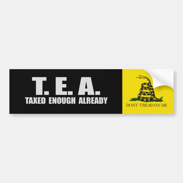 TEA - BESTEUERUNG GENUG BEREITS T - Shirt Autoaufkleber (Vorne)