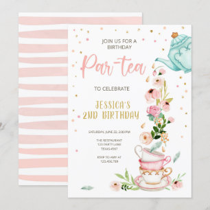 Tea Birthday Invitation Girl Party Par tea Floral