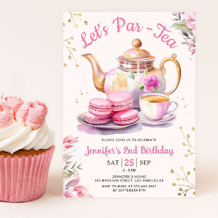 Tea Birthday Party Girl Pink Let's Par-Tea Einladung