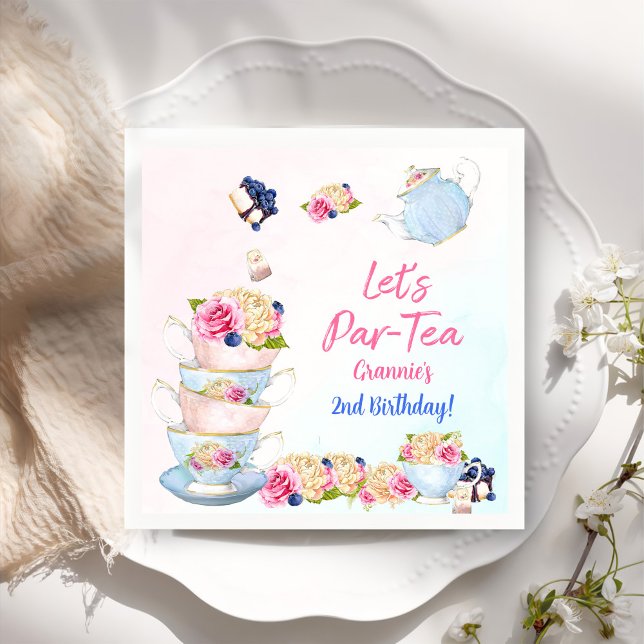 Tea Birthday Party Rosa Blume Girl Par-tea Floral Serviette (Von Creator hochgeladen)