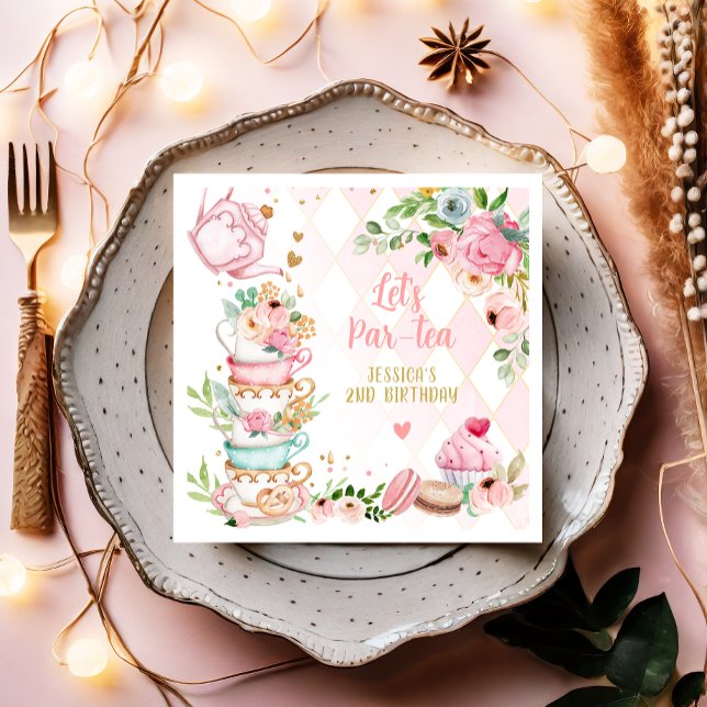Tea Birthday Party Rosa Blume Girl Par-tea Floral Serviette (Von Creator hochgeladen)
