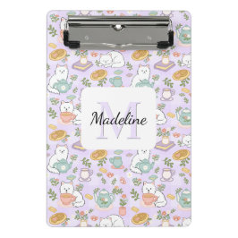 Tea & Bookish Cats Personalized Mini Clipboard Klemmbrett
