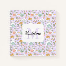 Tea & Bookish Cats Spiral Notebook Personalized