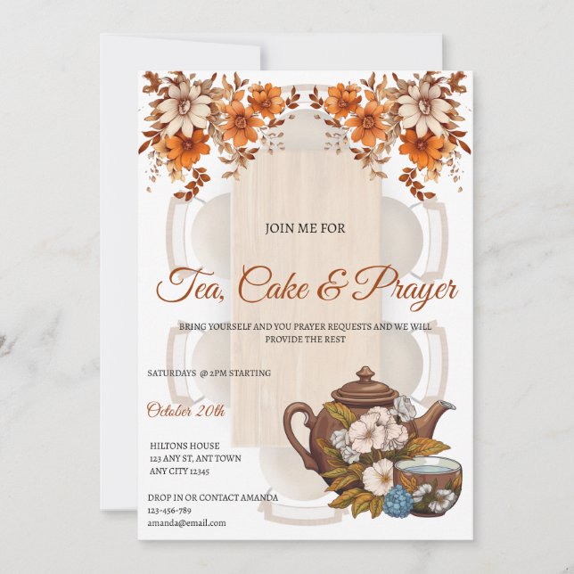 Tea, Cake & Prayer Fellowship Invitation Einladung (Vorderseite)