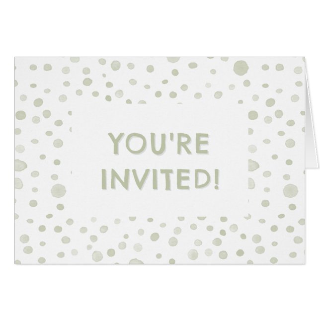 Tea Confetti Watercolor Dots Birthday Einladung (Vorderseite (Horizontal))