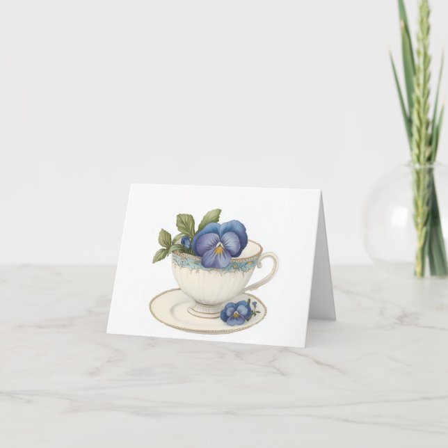Tea Cup Avec Fleurs Carte De Voeux (Devant)