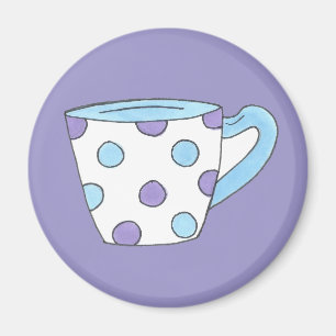 Tea Cup bleu et violet Polka Dot Tea Cup Magnet