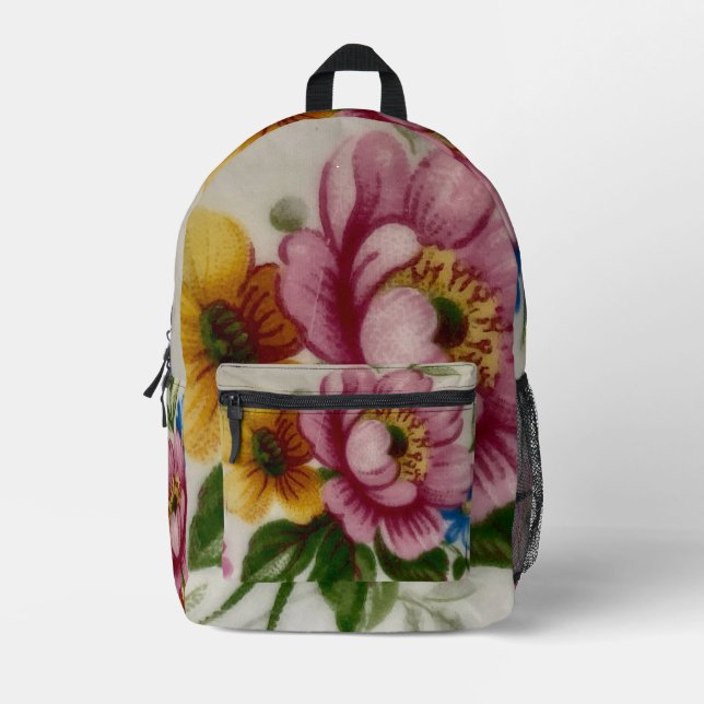 Tea Cup Floral Bouquet  Bedruckter Rucksack (Vorderseite)