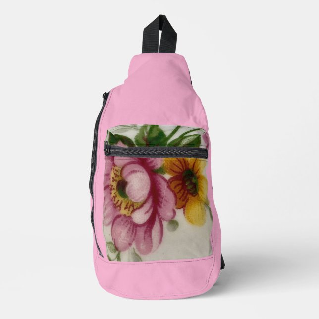 Tea Cup Floral Bouquet  Crossbody Bag (Vorderseite)