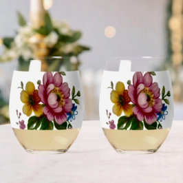 Tea Cup Floral Bouquet Weinglas Ohne Stiel