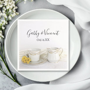Tea Cup mit gelben Daisies Hochzeit Serviette