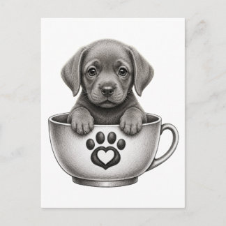Tea Cup Silber Labrador Retriever Welpe Feiertagspostkarte