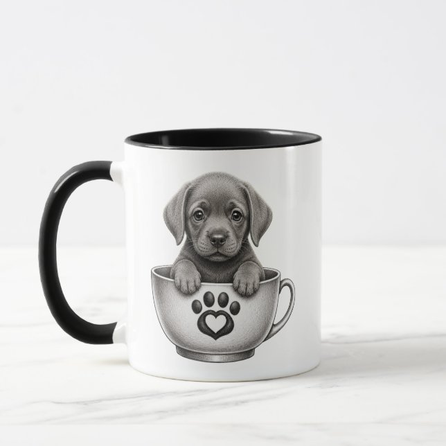 Tea Cup Silber Labrador Retriever Welpe Tasse (Links)