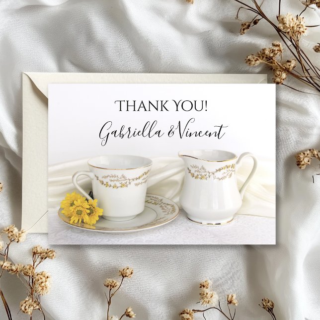Tea Cup und gelbe Daisies Hochzeit Danke, Hinweis Dankeskarte (Von Creator hochgeladen)