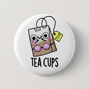 Tea Cups Funny Bra Puns Button