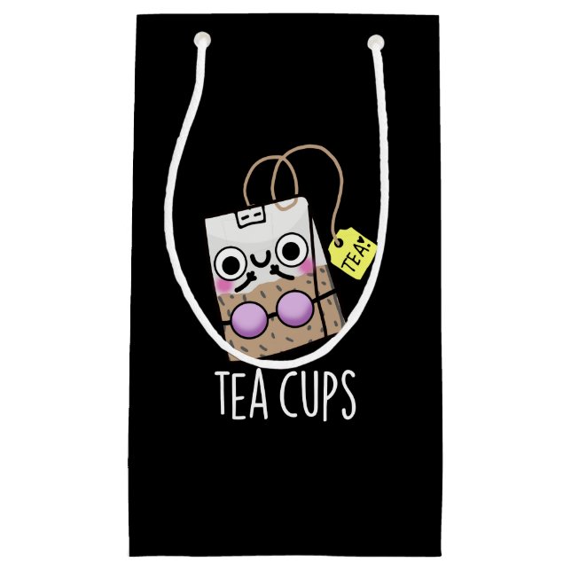 Tea Cups Funny Bra Puns Dark BG Kleine Geschenktüte (Vorderseite)