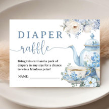 Tea for Two Baby Shower Junge Blaue Windel-Raffle