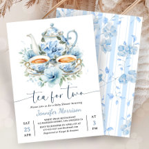 Tea For Two Baby Shower Junge Dusty Blue