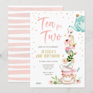 Tea for Two Birthday Invitation Floral Tea Party