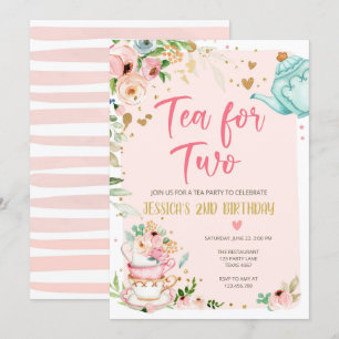 Tea for Two Birthday Invitation Floral Tea Party