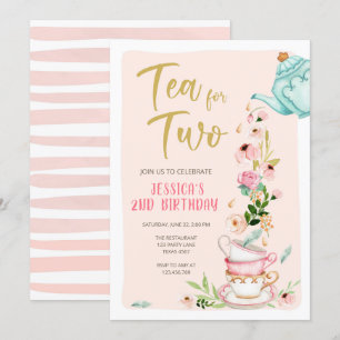 Tea for Two Birthday Invitation Floral Tea Party