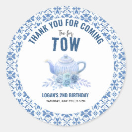 Tea for Two – Floral 2nd Birthday Party Runder Aufkleber