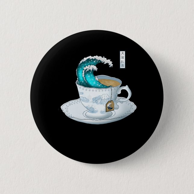 Tea Great Wave Off Kanagawa Button (Vorderseite)