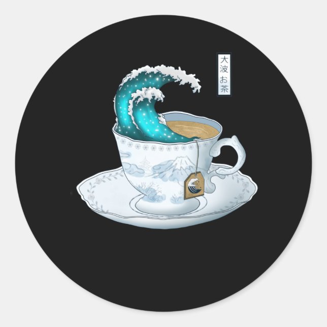Tea Great Wave Off Kanagawa Runder Aufkleber (Vorderseite)