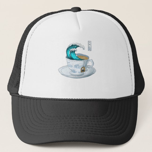 Tea Great Wave Off Kanagawa Truckerkappe (Vorderseite)