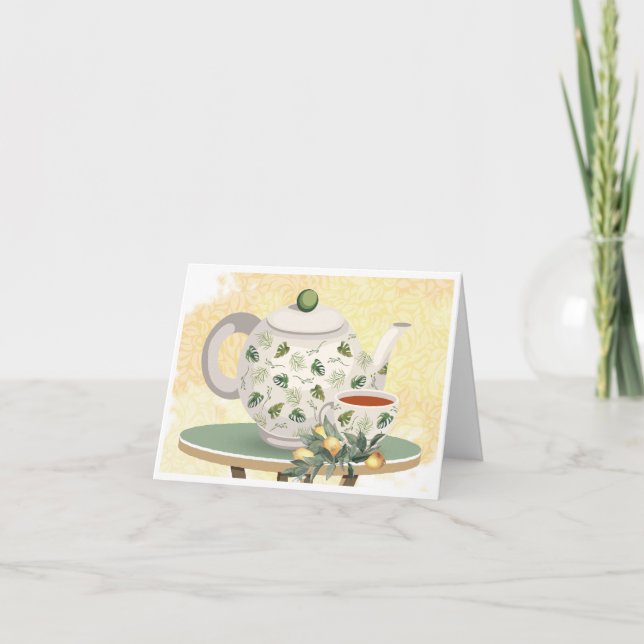 Tea Kettle and Tee Cup Blank Note Card (Vorderseite)