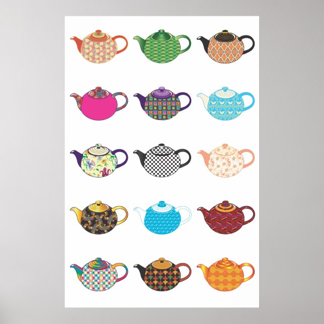 Tea Kettles, mehrfarbig Poster (Vorne)
