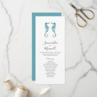 Tea Length Beach Programmes de mariage Seahorses