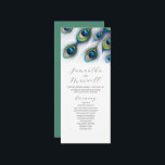 Tea Length Wedding Program Template Peacock Programm<br><div class="desc">Dieses Hochzeitsgeschenk mit Teelänge bietet einzigartige Pfauenfedern in königsblauen, grünen und lila Tönen. Verwenden Sie die Vorlagenfelder, um Ihre Dienstreihenfolge hinzuzufügen. Die Karte kehrt zu einer soliden, passenden Farbe zurück. Um mehr Hochzeitthemen wie diesen Besuch www.zazzle.com/dotellabelle von Victoria Grigaliunas of Do Tell A Belle. Weitere Informationen zu diesem Thema unter...</div>