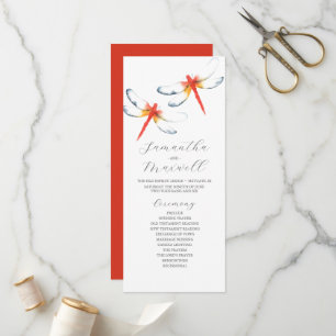 Tea Length Wedding Programme Modèle Dragonfly