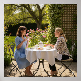 Tea on Patio Poster
