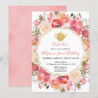 Tea Party 2. Geburtstagsjause Tea for Two Einladung