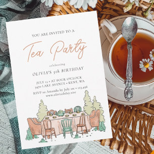 Tea party anniversaire de enfant doux Invitation