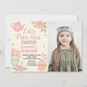 Tea Party Anniversaire Invitation avec Floral