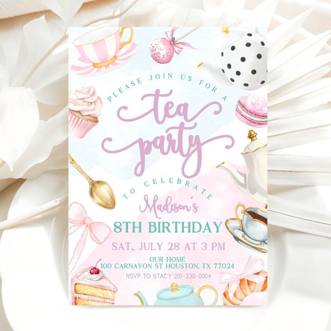 Tea Party Anniversaire Invitation, Invitation par  (Créateur téléchargé)